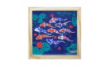 กรอบรูปไม้สนใส่ภาพวาดปลาคราฟเสริมฮวงจุ้ยบ้าน